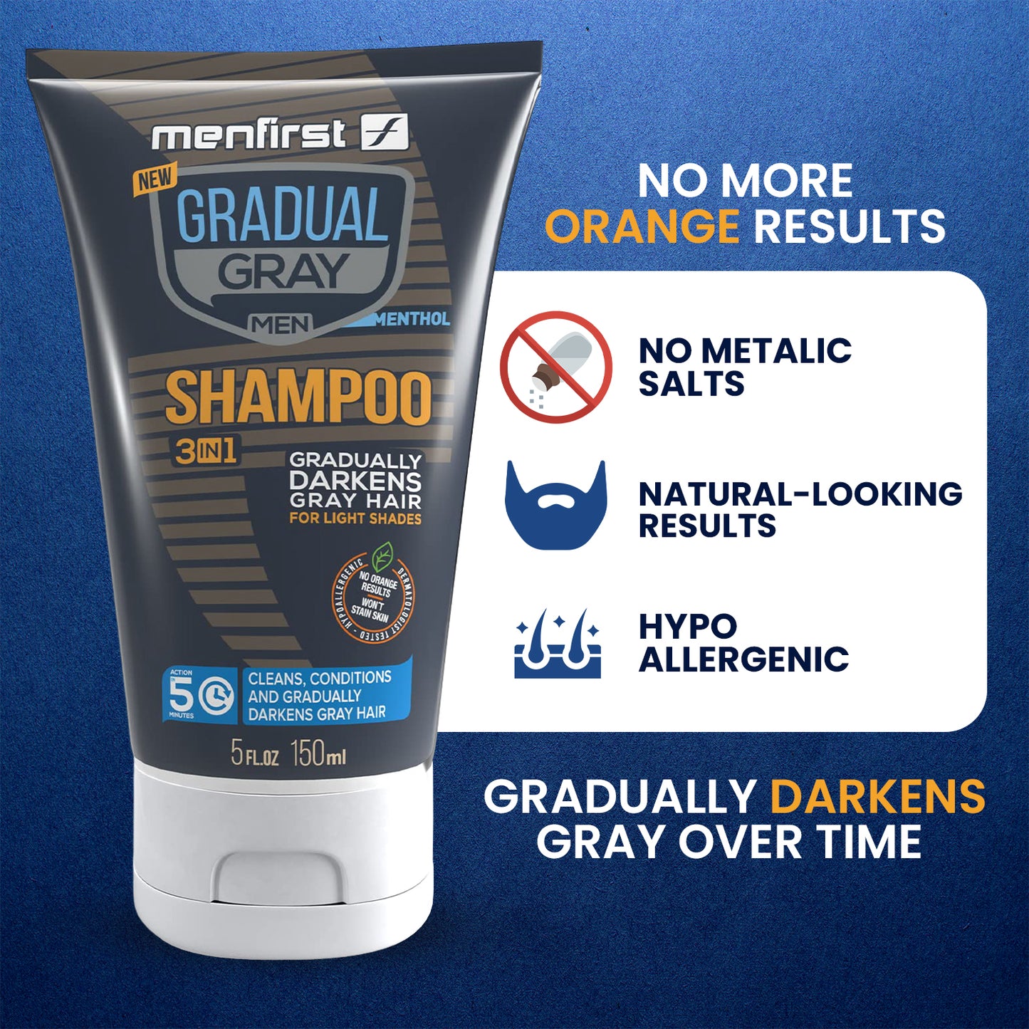 Menfirst Gradual Gray - Good Bye Gray Hair- 3-in-1 Shampoo & Darkening Pomade - Light Brown to Blonde Hair - 2 Pack Bundle
