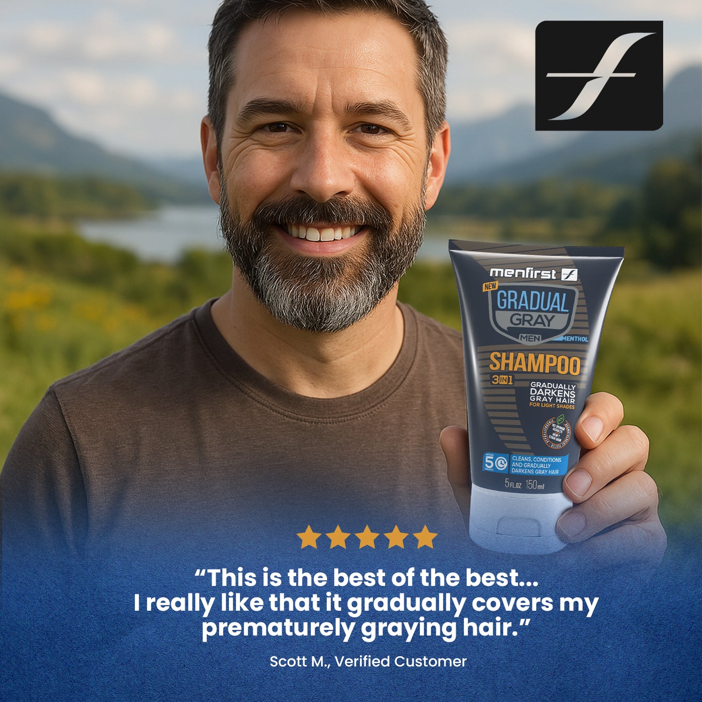 Menfirst Gradual Gray - Good Bye Gray Hair- 3-in-1 Shampoo & Darkening Pomade - Light Brown to Blonde Hair - 2 Pack Bundle