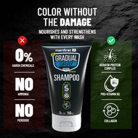 Menfirst Gradual Gray - Good Bye Gray Hair- 3-in-1 Shampoo + Beard Wash & Darkening Pomade - 3 Pack Bundle