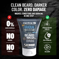 Menfirst Gradual Gray - Good Bye Gray Hair- 3-in-1 Shampoo + Beard Wash & Darkening Pomade - 3 Pack Bundle