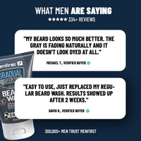 Menfirst Gradual Gray - Good Bye Gray Hair- 3-in-1 Shampoo + Beard Wash & Darkening Pomade - 3 Pack Bundle