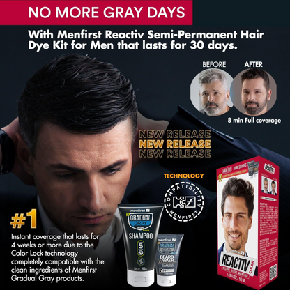 Menfirst - Reactiv Semi-Permanent Instant Hair Dye for Men - 3 Pack - 1.69 Oz Each