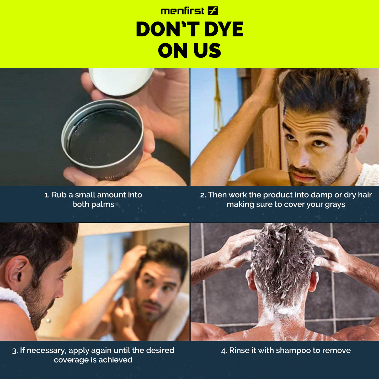 Menfirst Darkening Hair Pomade - Instant Gray Coverage for Hair and Beard