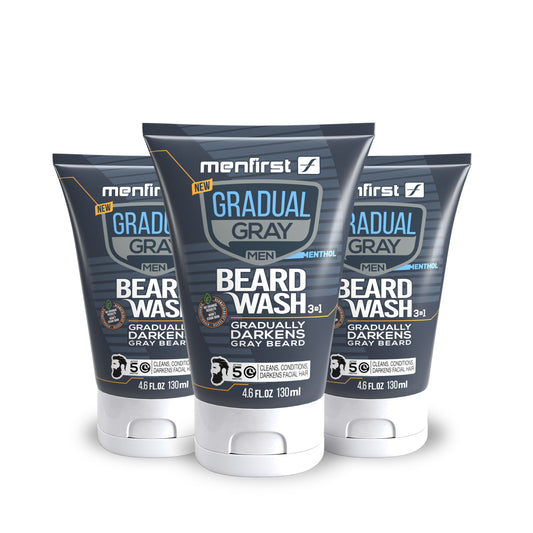 Menfirst Gradual Gray - Beard Wash - Natural Darkening Formula - 3 Pack - 4.6 Oz Each