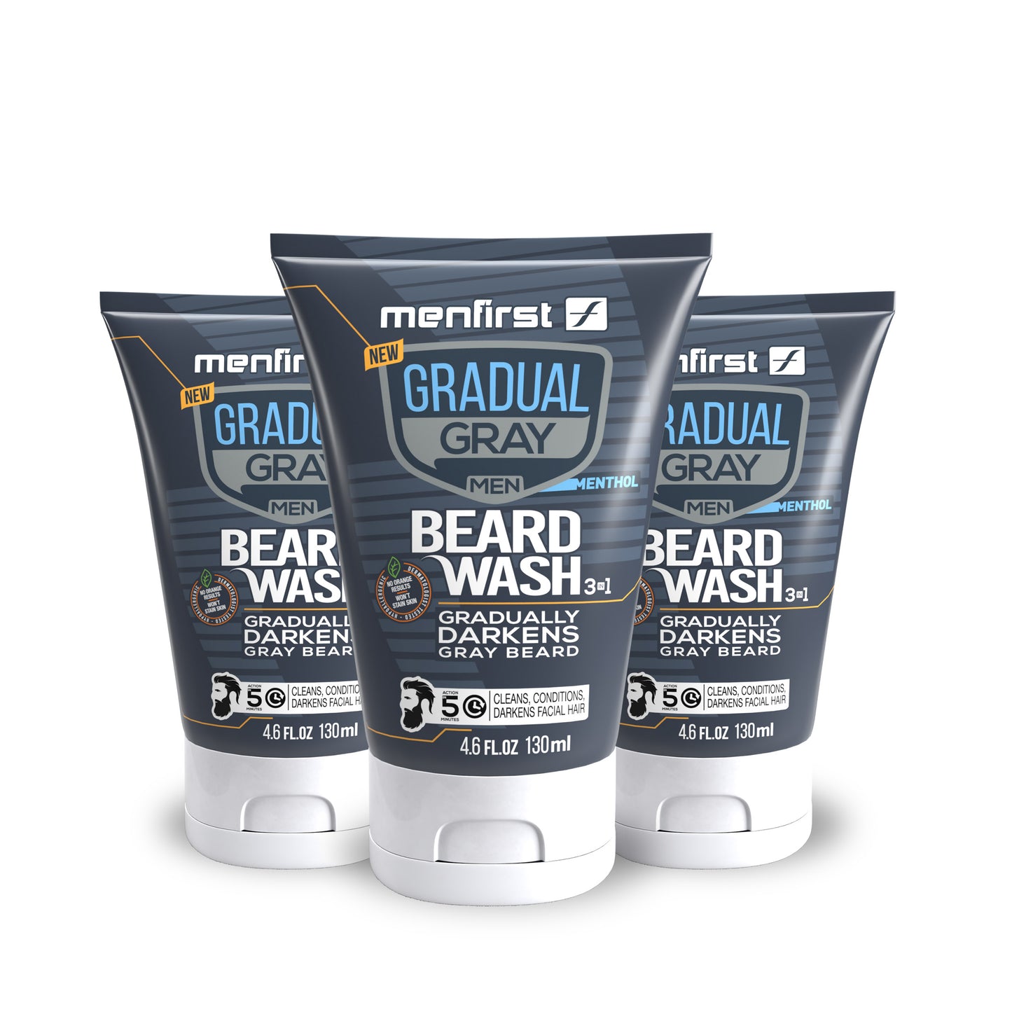 Menfirst Gradual Gray - Beard Wash - Darkening Formula - 1 Pack - 4.6 Oz Each