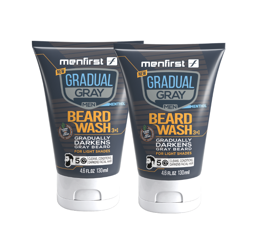 Menfirst Gradual Gray - Beard Wash - Darkening Formula - 1 Pack - 4.6 Oz Each