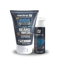 Menfirst Gradual Gray - Good Bye Gray Hair - Beard Wash & Darkening Beard Balm - 2 Pack Bundle