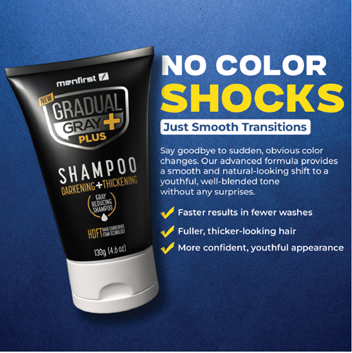 Menfirst - Gradual Gray PLUS Shampoo - Darkening + Thickening – 3x Faster Results- 1 Pack - 4.6 oz
