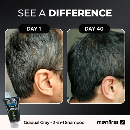 Menfirst Gradual Gray - Good bye Gray Beard - 3-in-1 Shampoo & Beard Wash - 2 Pack Bundle