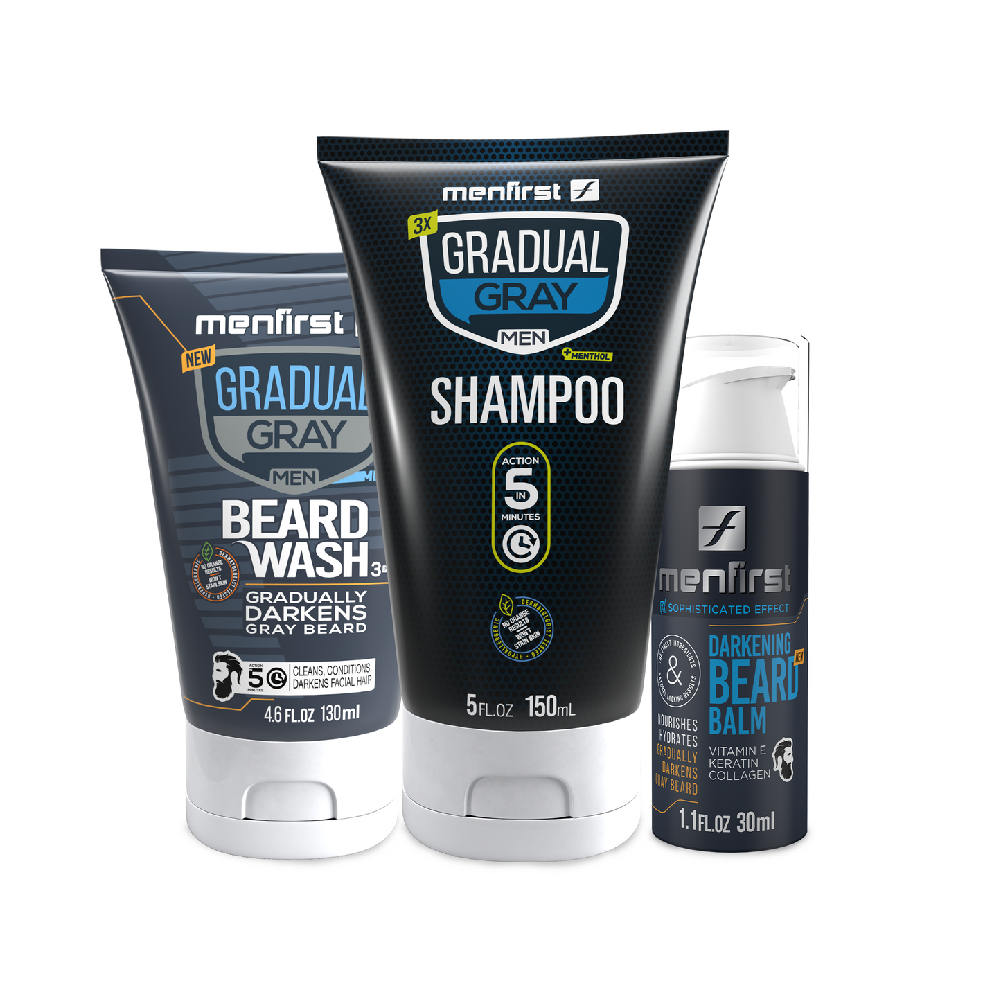 GOOD BYE GRAY HAIR & BEARD KIT - Gradual Gray Shampoo & Wash Beard & Beard Balm
