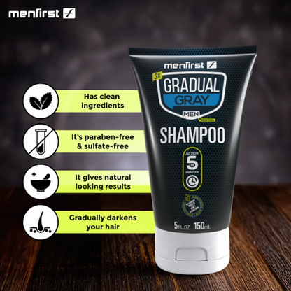 Menfirst Gradual Gray - 3-in-1 Shampoo - Natural Darkening Formula - 2 Pack - 5 Oz Each -