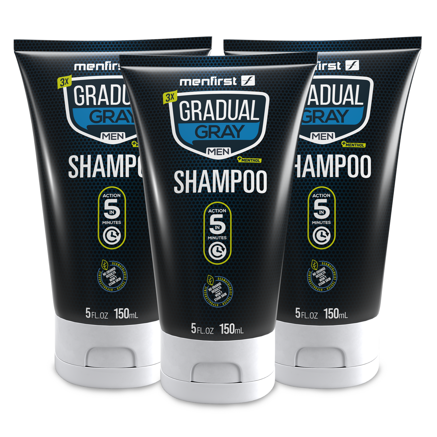 Menfirst Gradual Gray - 3-in-1 Shampoo - Natural Darkening Formula - 3 Pack - 5 Oz Each