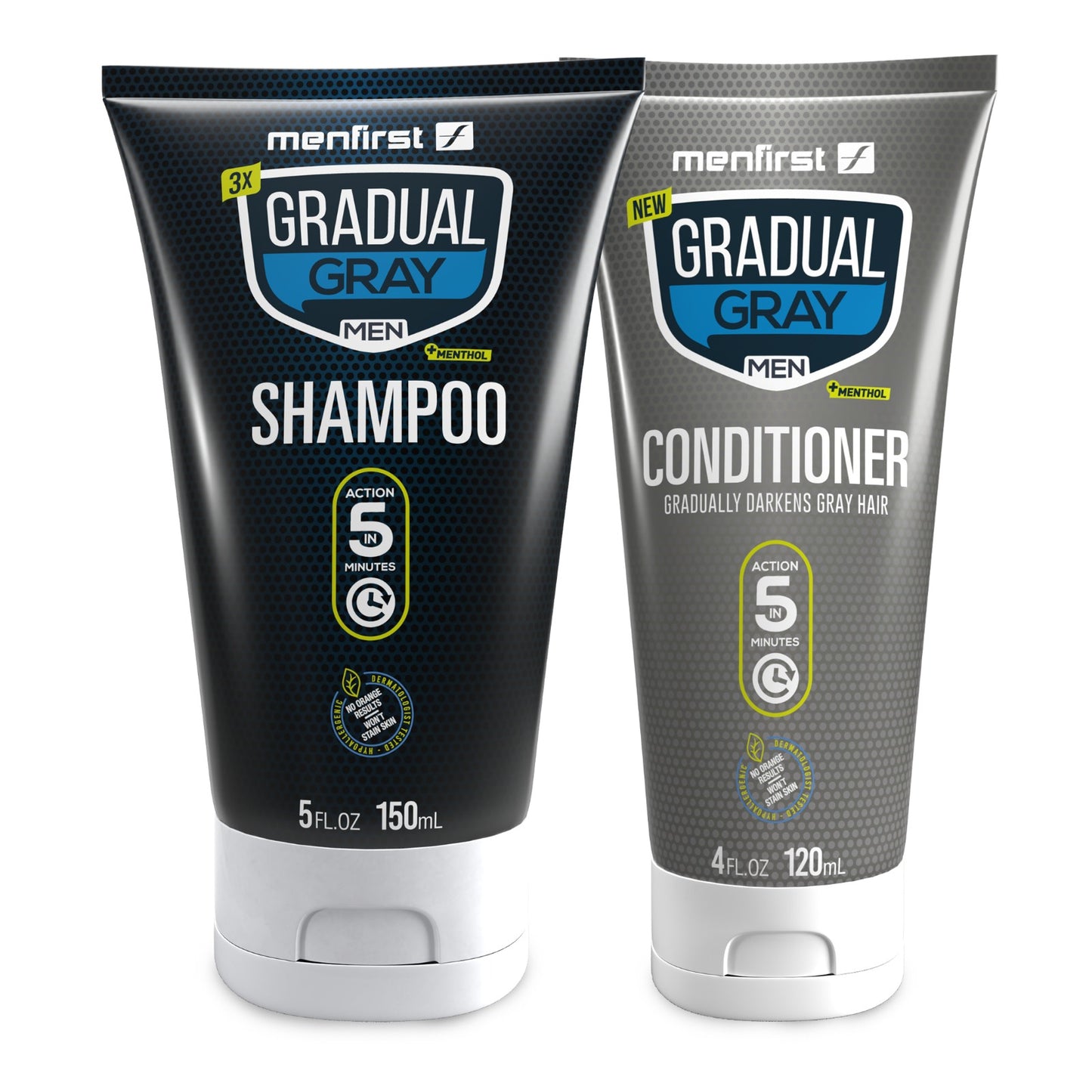 Menfirst Gradual Gray - Good Bye Gray Hair - 3-in-1 Shampoo and Conditioner - 2 Pack Bundle