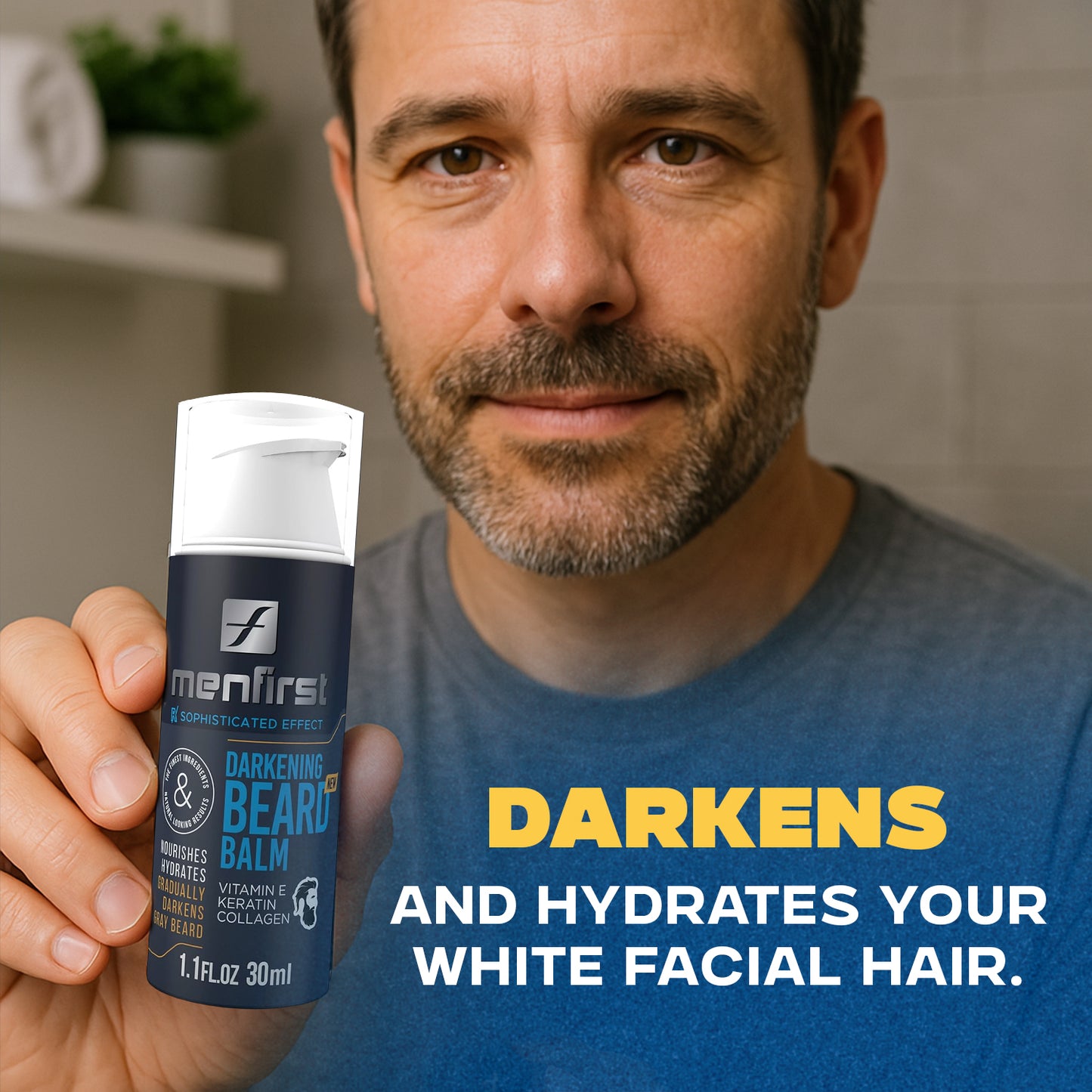Menfirst Gradual Gray - Good Bye Gray Hair - 3-in-1 Shampoo + Beard Wash + Beard Balm & Conditioner - 4 Pack Bundle