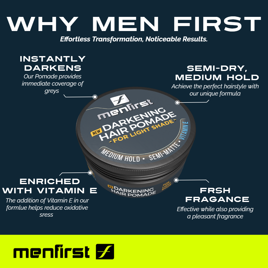 Menfirst - Hair Pomade for Men - Medium Brown to Black Hair - 3 Pack