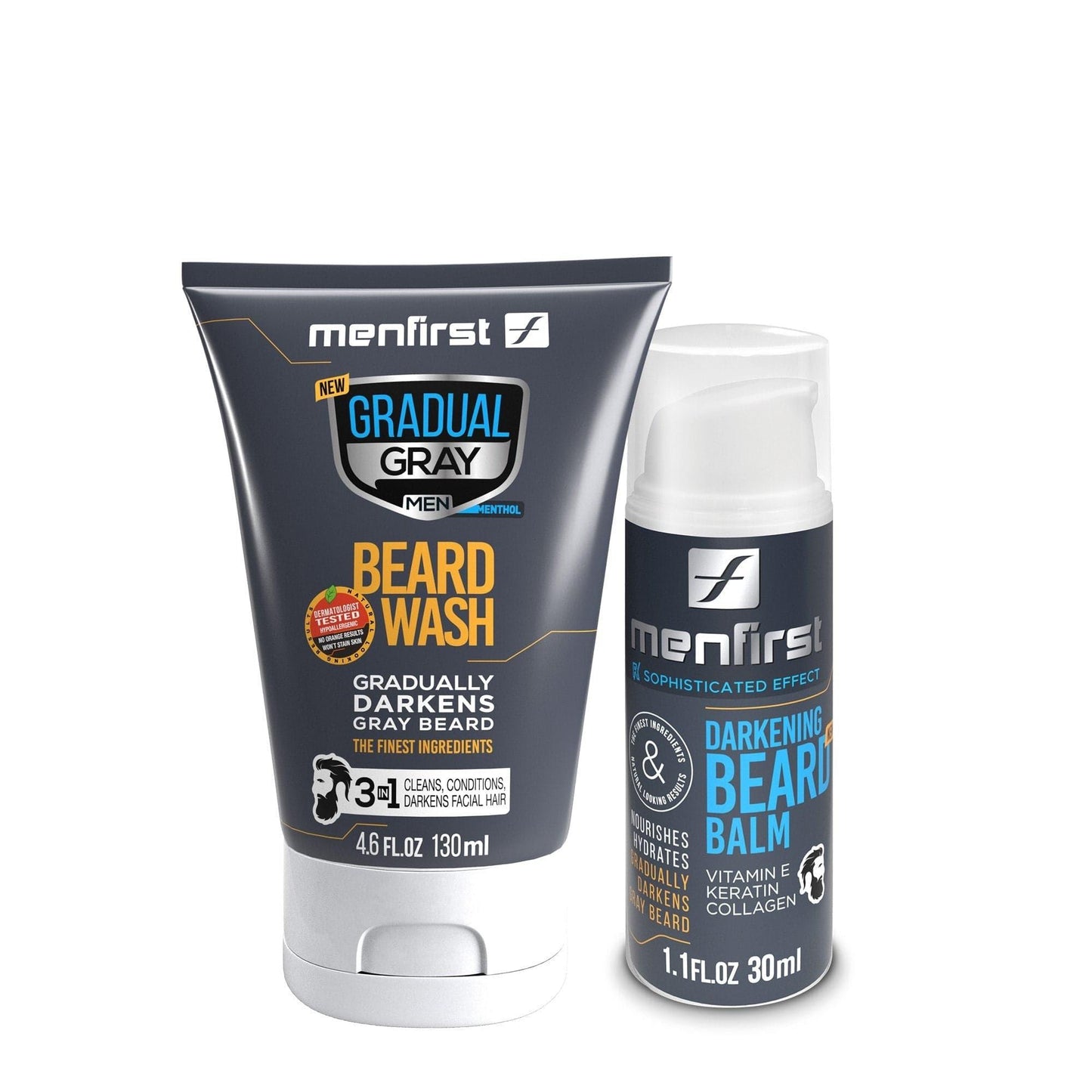 GOODBYE GRAY BEARD KIT - Gradual Gray Beard Wash & Darkening Beard Balm. - Menfirst - Dye hair