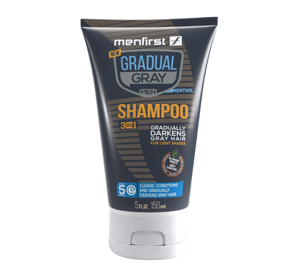 Menfirst Gradual Gray - 3-in-1 Shampoo - Natural Darkening Formula - 1 Pack - 5 Oz Each