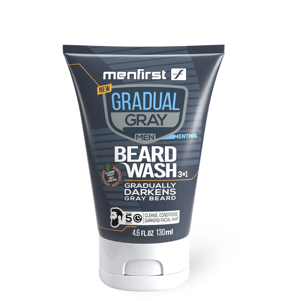 Menfirst Gradual Gray - Beard Wash - Darkening Formula - 1 Pack - 4.6 Oz Each