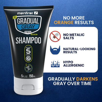 Menfirst Gradual Gray - 3-in-1 Shampoo - Natural Darkening Formula - 1 Pack - 5 Oz Each