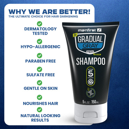Menfirst Gradual Gray - 3-in-1 Shampoo - Natural Darkening Formula - 1 Pack - 5 Oz Each