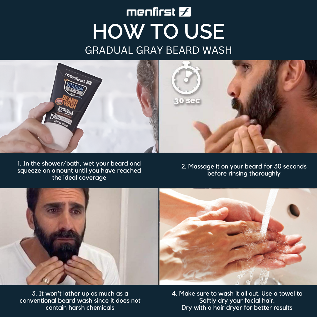 Menfirst Gradual Gray - Good Bye Gray Hair - Beard Wash & Darkening Be