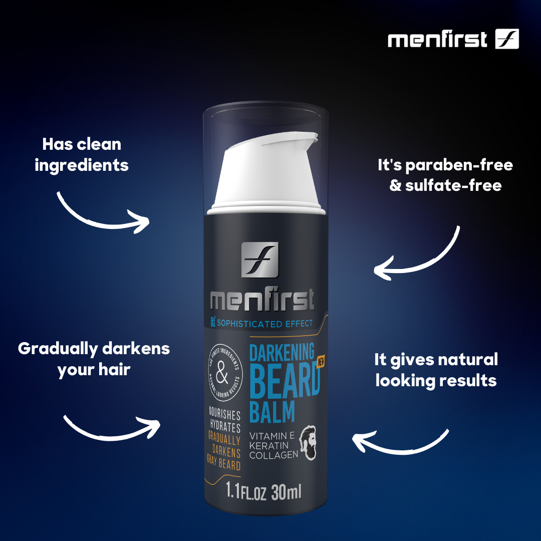 Menfirst Gradual Gray - Good Bye Gray Hair - 3-in-1 Shampoo + Beard Wash + Beard Balm & Conditioner - 4 Pack Bundle