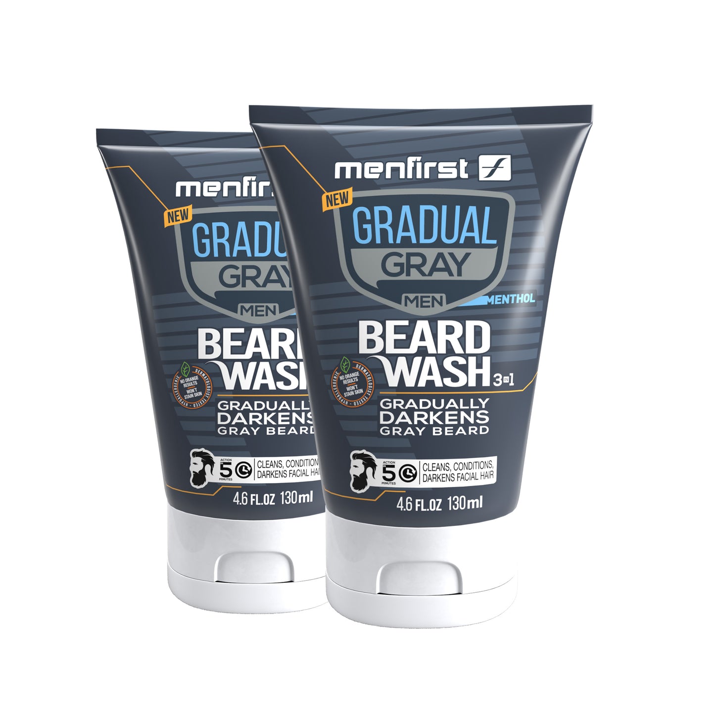 Menfirst Gradual Gray - Beard Wash - Natural Darkening Formula - 1 Pack - 4.6 oz Each