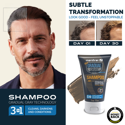 Menfirst Gradual Gray Shampoo - Gray Darkening Hair Color for Men - Hypoallergenic & Harsh Chemical-Free