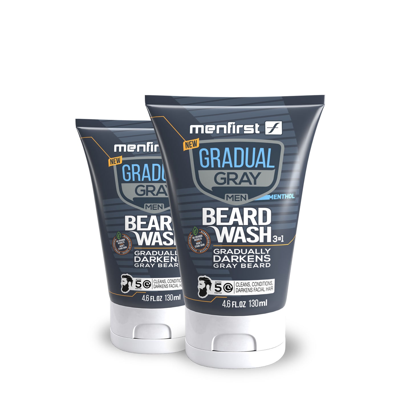 Menfirst Gradual Gray - Beard Wash - Natural Darkening Formula - 1 Pack - 4.6 Oz Each