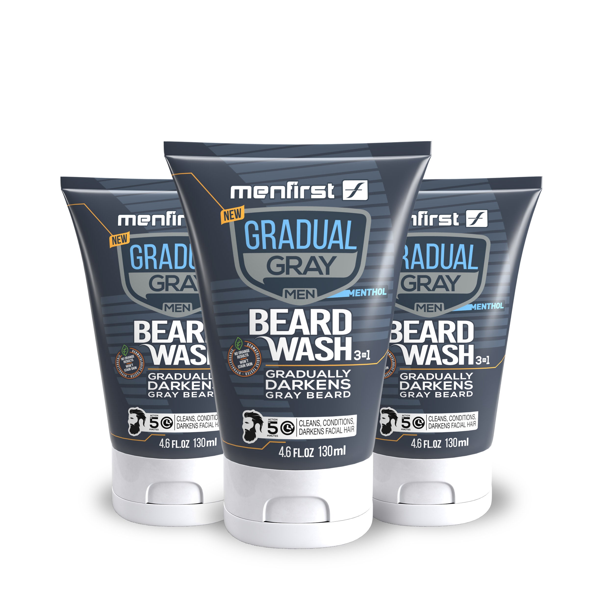 Menfirst Gradual Gray - Beard Wash - Darkening Formula - 1 Pack - 4.6 oz Each