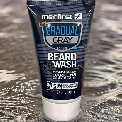 Menfirst Gradual Gray Darkening Beard Wash - Gray Darkening Beard Shampoo for Men - Hypoallergenic & Harsh Chemical-Free