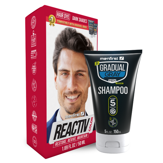 Menfirst - Reactiv Hair Dye and 3-in-1 Shampoo - 2 Pack Bundle