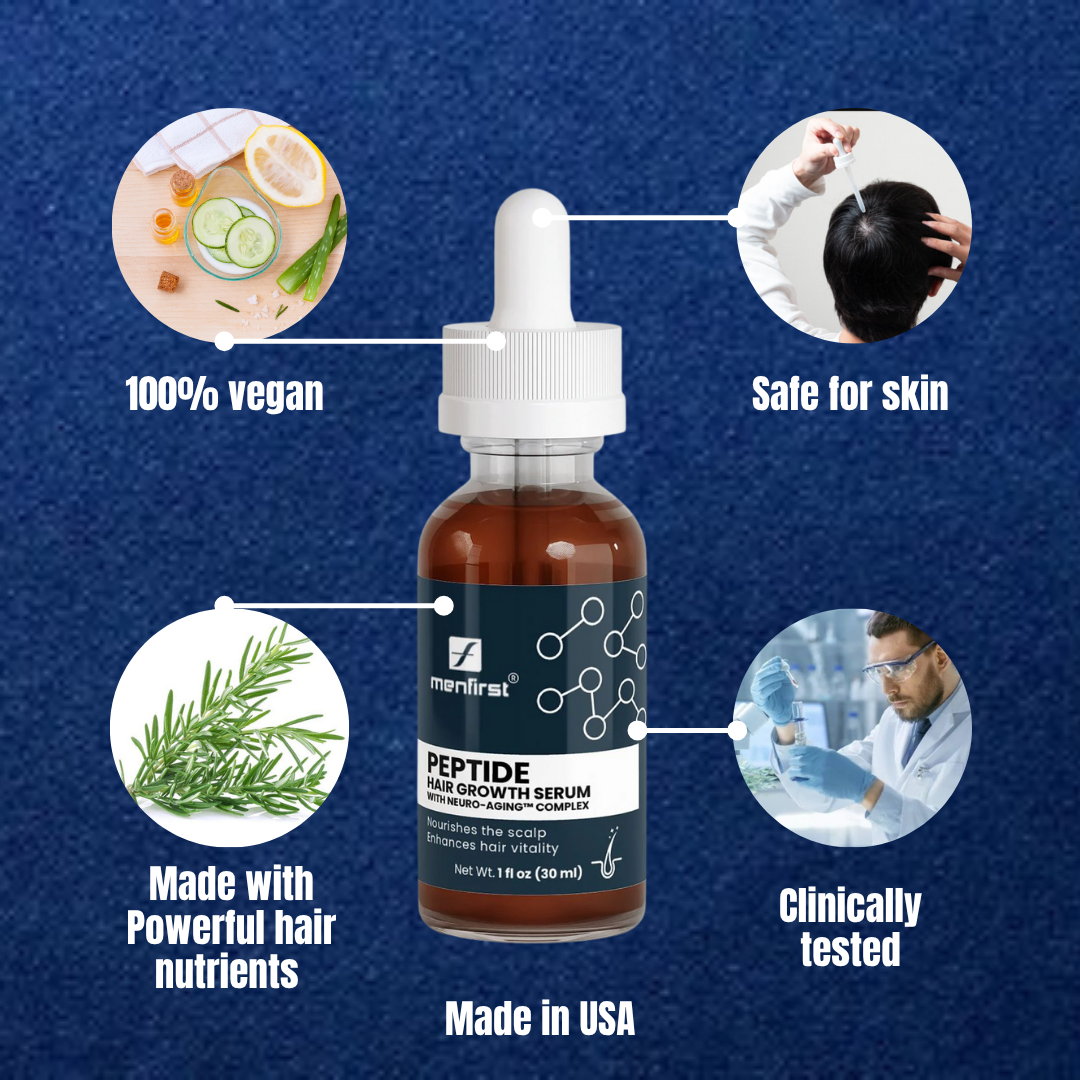 Menfirst - Peptide Hair Growth Serum to nourish and revitalize hair for a fuller, healthier look.
