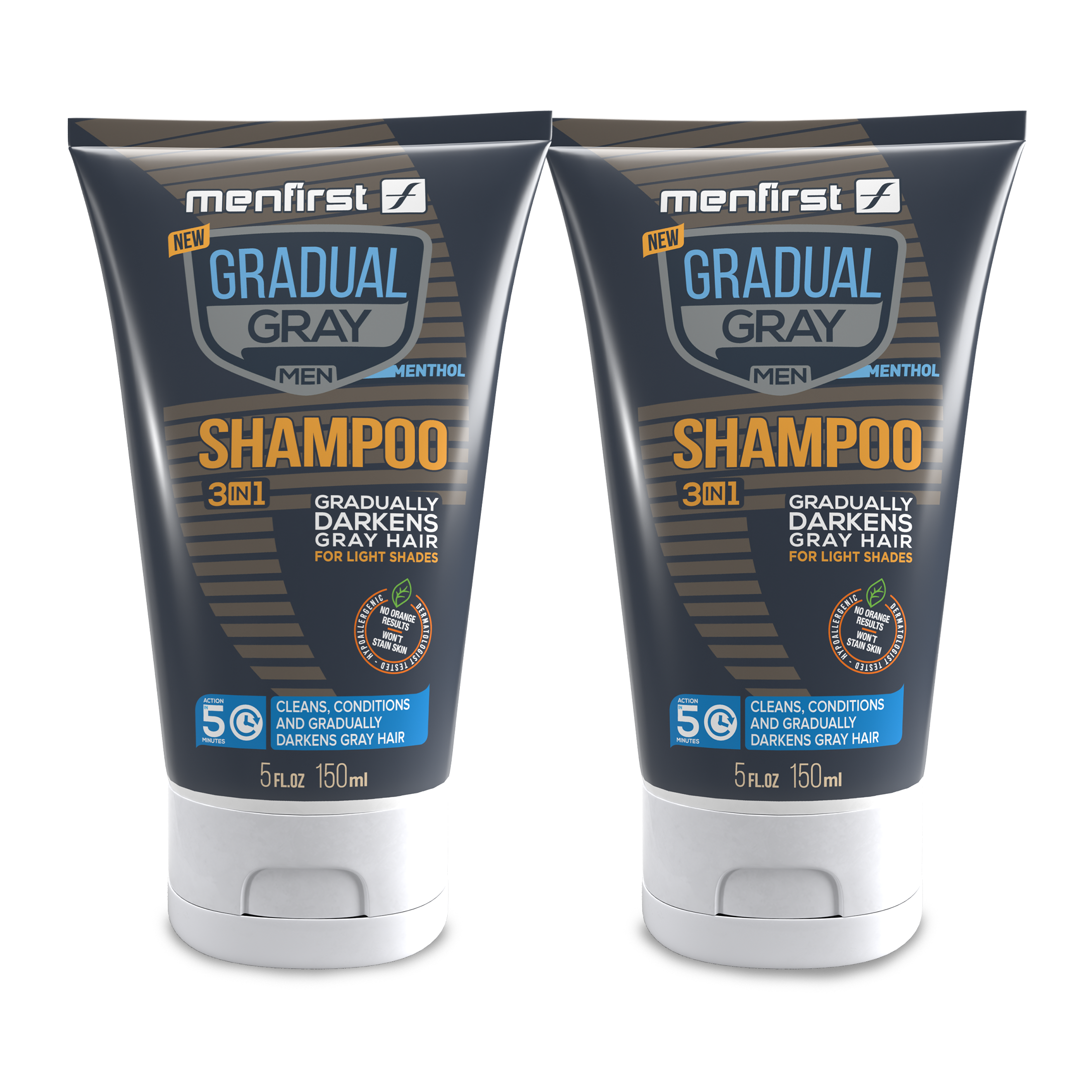 Menfirst Gradual Gray - 3-in-1 Shampoo - Darkening Formula - 2 Pack - 5 Oz Each -