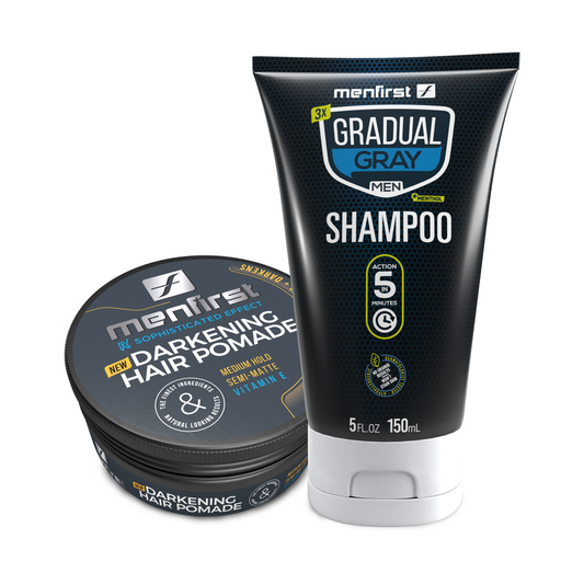 GOODBYE GRAY HAIR STYLING BUNDLE - Gradual Gray Shampoo & Darkening Pomade