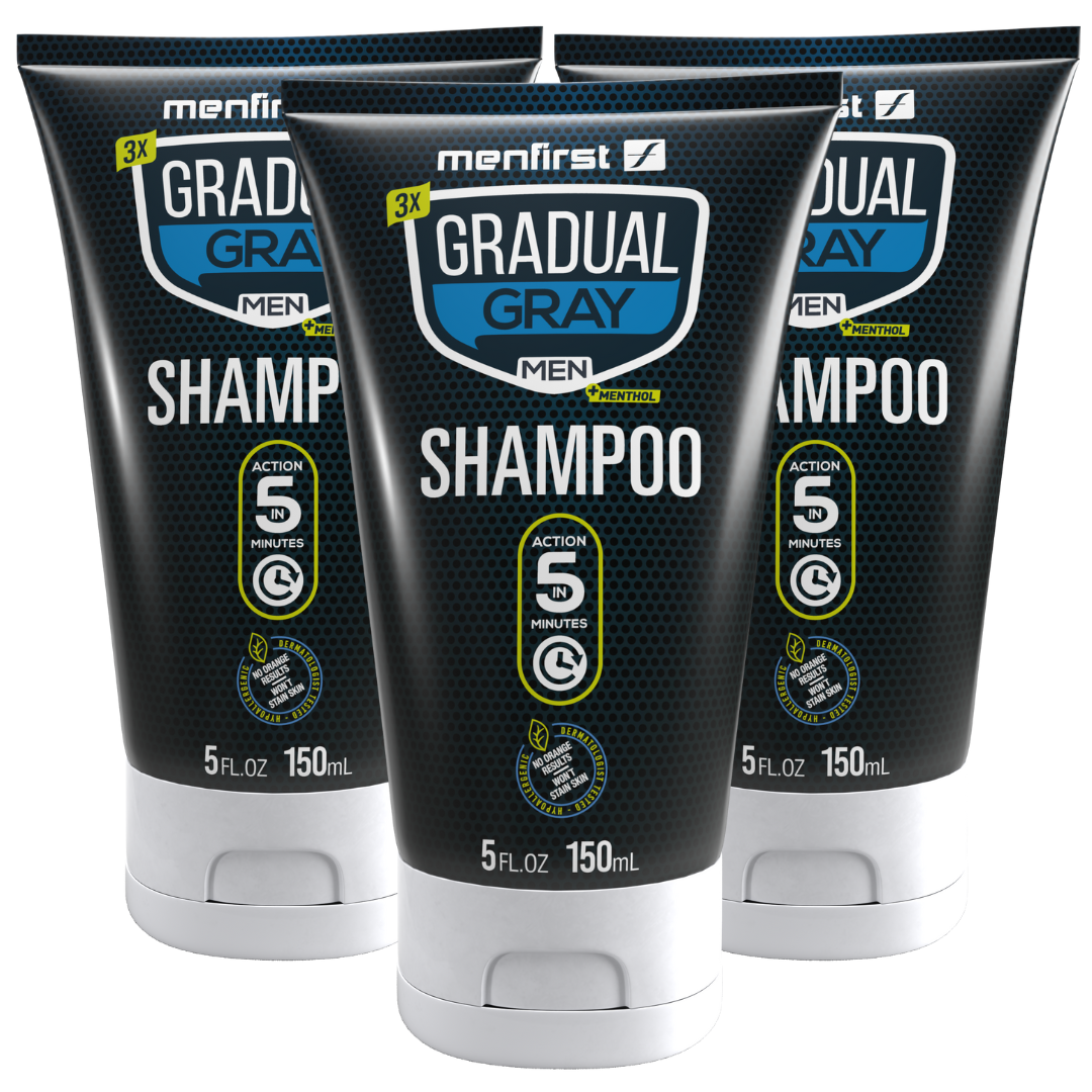 Menfirst Gradual Gray - 3-in-1 Shampoo - Natural Darkening Formula - 3 Pack - 5 Oz Each