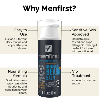 Menfirst - Darkening Beard Balm - Nourishes and Conditions - 1 Pack - 1.1 Oz Each