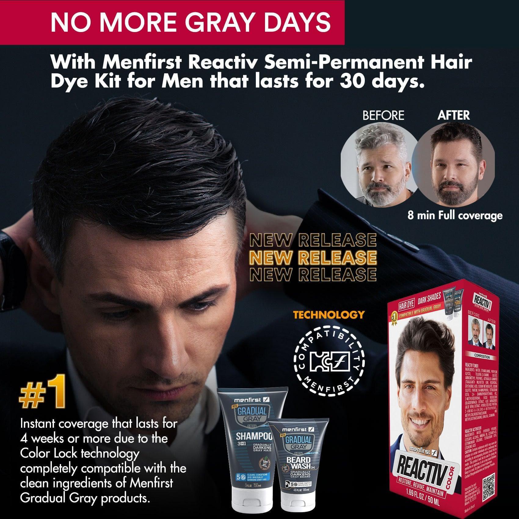 KIT 1 Reactiv + 1 Shampoo Hair Dark Shades - Menfirst - Dye hair