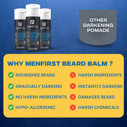 Menfirst Gradual Gray - Good Bye Gray Hair - 3-in-1 Shampoo + Beard Wash + Beard Balm & Conditioner - 4 Pack Bundle
