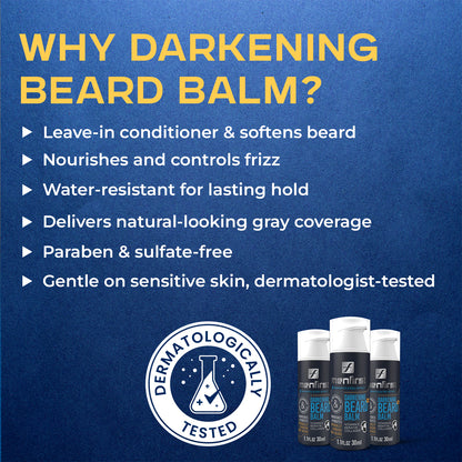 Menfirst Gradual Gray - Good Bye Gray Hair - 3-in-1 Shampoo + Beard Wash + Beard Balm & Conditioner - 4 Pack Bundle