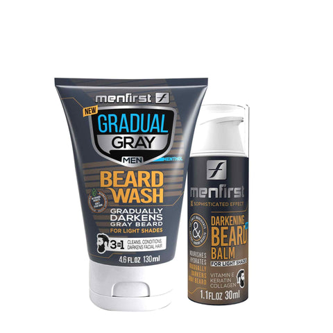 GOODBYE GRAY BEARD KIT - Gradual Gray Beard Wash & Darkening Beard Balm. - Menfirst - Dye hair