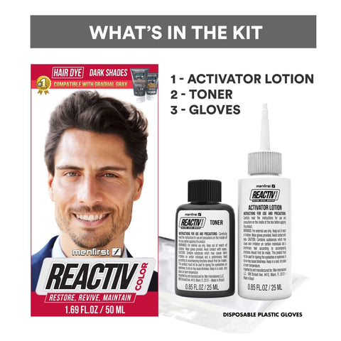 Kit 1 Reactiv + 1  Beard Wash Dark Shades - Menfirst - Dye hair