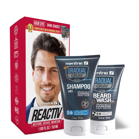 KIT 1 Reactiv + 1 Shampoo Hair Dark Shades + 1 Beard Wash - Menfirst - Dye hair