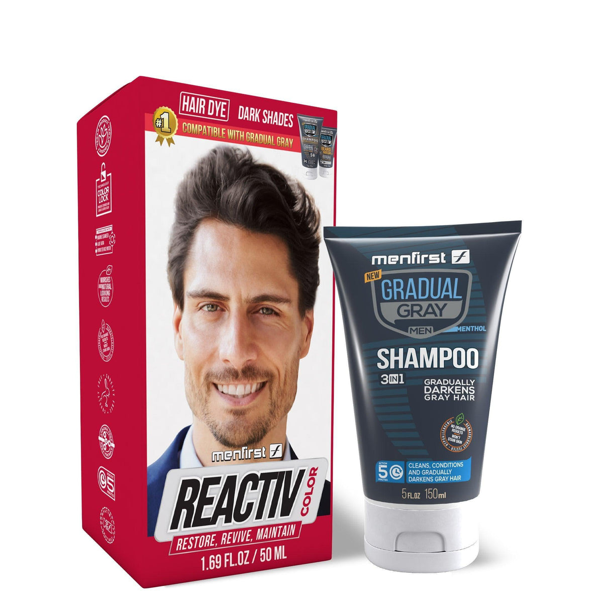 KIT 1 Reactiv + 1 Shampoo Hair Dark Shades - Menfirst - Dye hair
